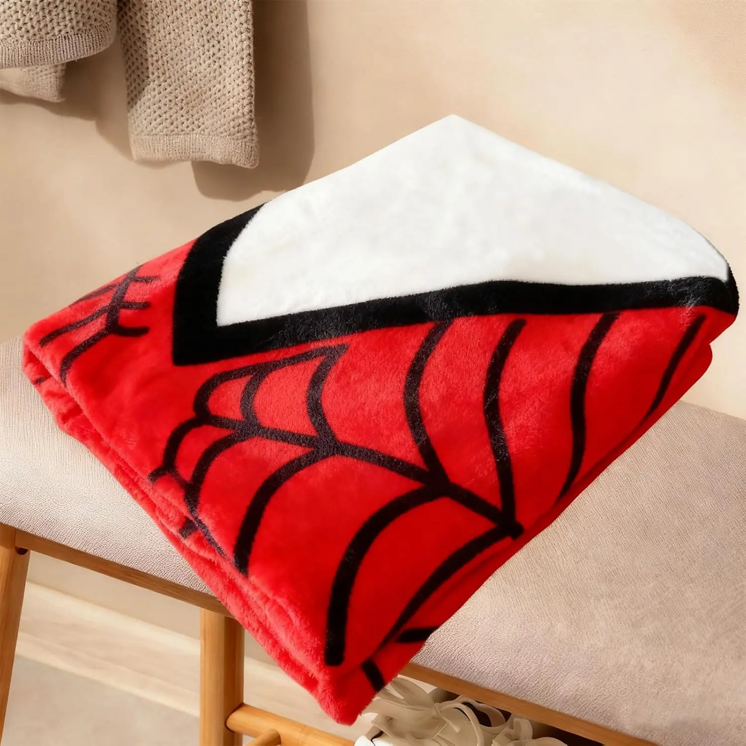 Cartoon Blanket Gifts for Boys 5-12 Fleece Throw Blanket  Adult Birthday Halloween Bedroom Decoration (Red, 50"x60", Spider)