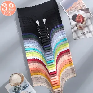 VOPINK 32 Pieces Women's Sport GYM Thongs Panties Set for Yoga & Running Seamless Comfy V-String Underwear in Multiple Colors