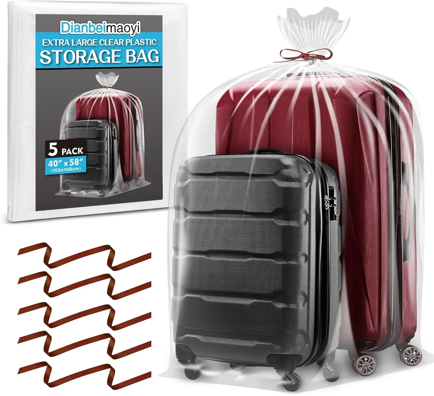 5 Pack Extra Large Clear Plastic Storage Bags, 40" x 58", 2 Mil Durable Bags for Clothes, Furniture, Blankets & Home Storage