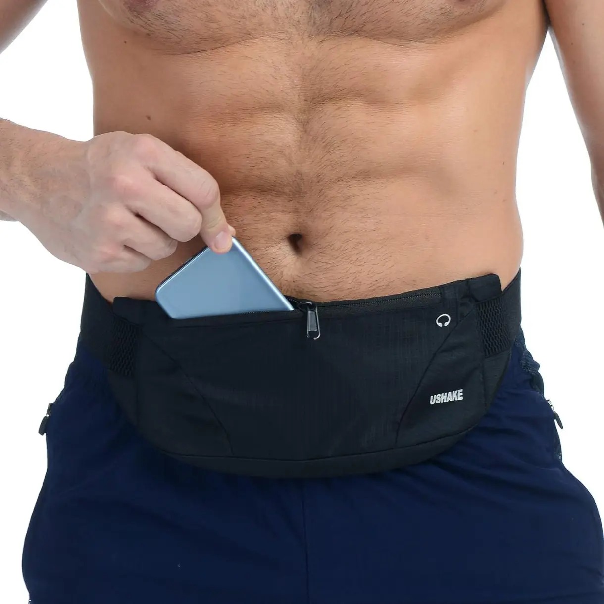 Running Belt,Men or Women Ultra Light Bounce Free Waist Pouch Bag Fitness Workout Belt Sport Waist Pack Exercise Waist Bag for iPhone Samsung LG in Running Gym Marathon (BLACK)