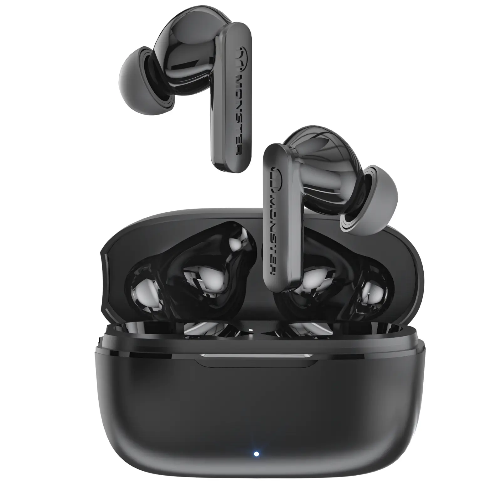 MONSTER N-Lite Clear Talk Wireless Earbuds, Bluetooth 5.3, 4-Mic ENC Clear Calls, 10mm Big Bass Drivers, Up to 60H Playtime, IPX8 Waterproof, Fast Pairing, Black