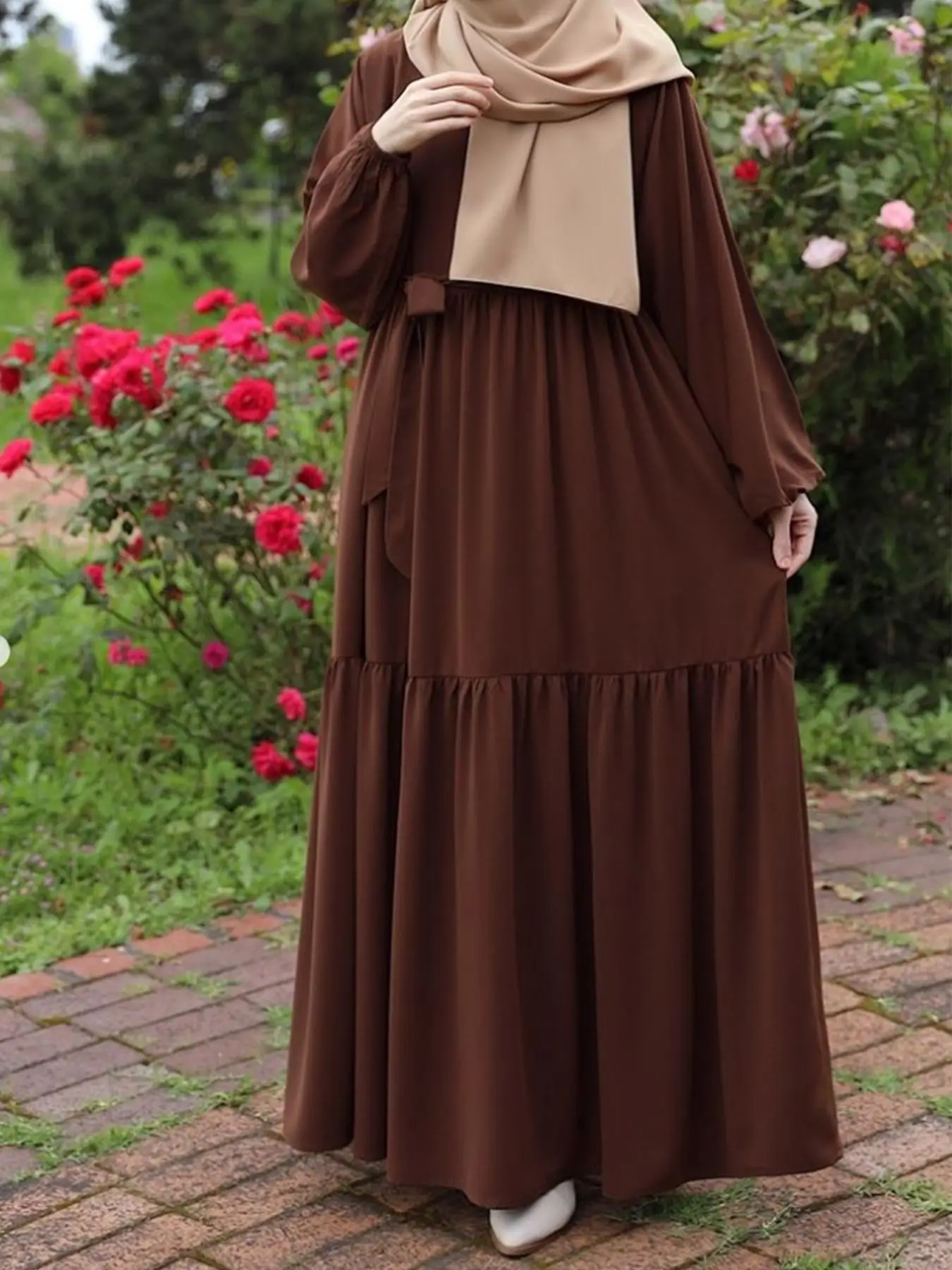 Women's Solid Color Long Sleeve Abaya, Modest Casual Open Front Maxi Muslim Dress, Ladies Islamic Clothing for All Seasons, without Hijab