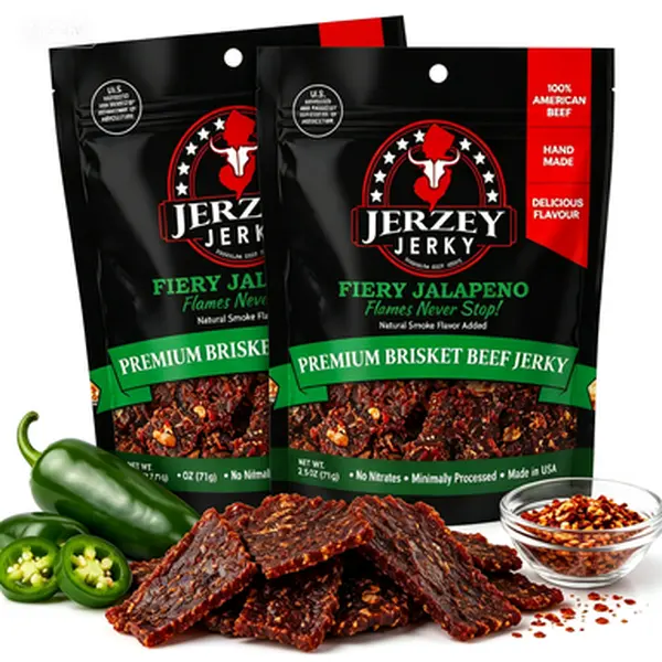 Smoky Jalapeño Brisket Beef Jerky | Bold Hickory Spicy Flavor | All Natural High Protein Snack 2.5oz, Made in USA