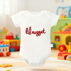 2026 Newborn Baby Bodysuit, lil nugget Baby Bodysuit, Funny Infant Newborn Clothes 100% Cotton Jumpsuits Baby Boys Girls Casual Rompers Baby Gift Baby Short Sleeves Onesie Clothes Letter Pattern Baby Outfit for Outdoor Indoor