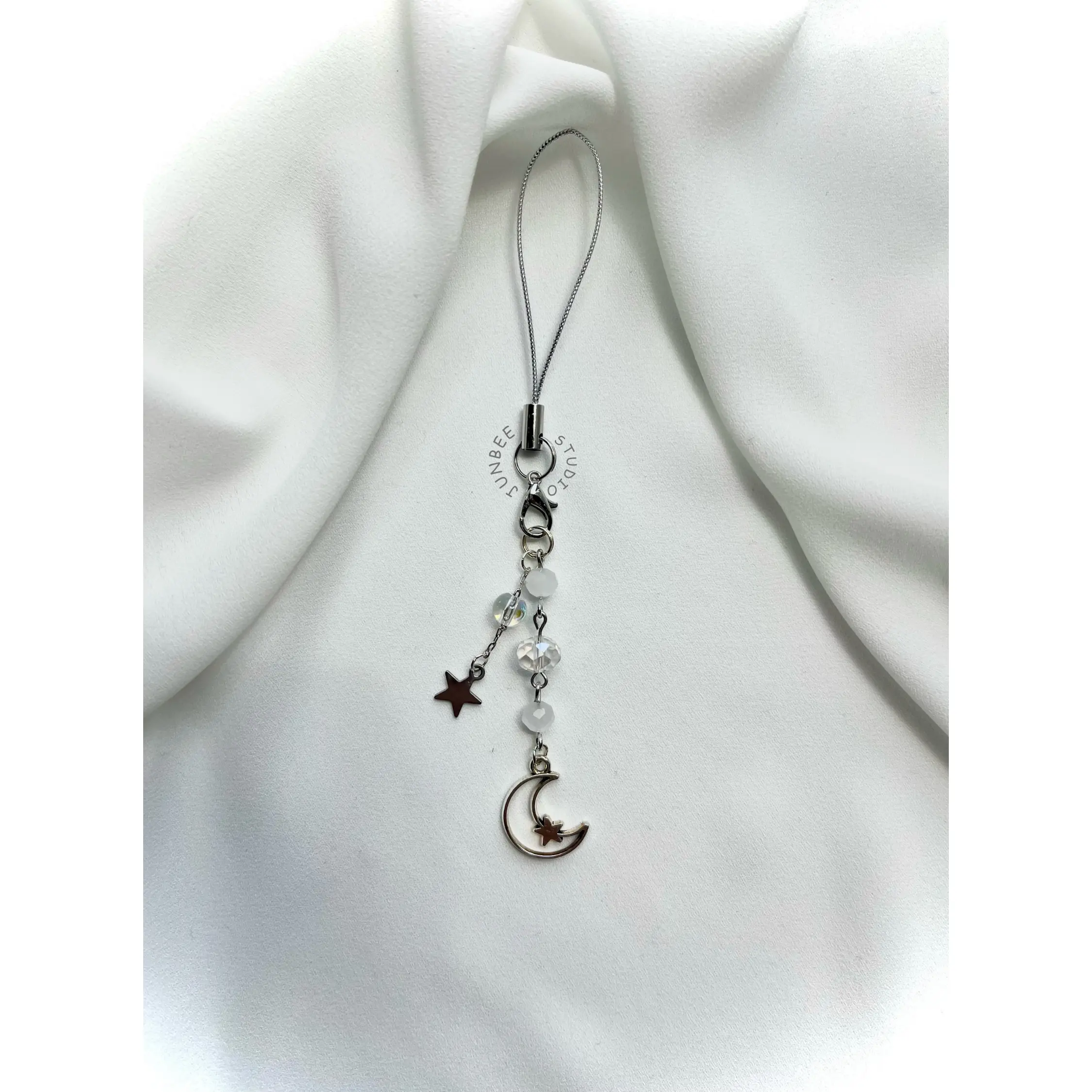 Handmade Shiny Starry Moon Mobile Phone Charm - Durable, Cute Accessory Strap for Personalized Use