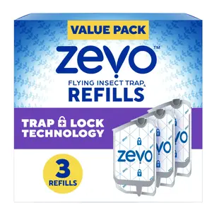 Zevo Flying Insect Trap Refill: 3 Indoor Light Trap Refill Cartridges Capture House Flies, Fruit Flies, and Gnats (3 Refill Cartridges)
