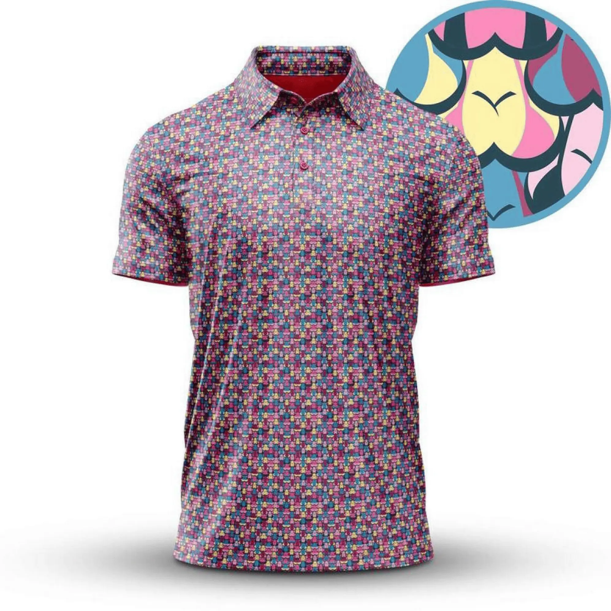 Mens Shagadelic Polo Shirt Extra Large Size 3d Overprint Design Full Size Range Perfect Fit For Everyone Retro