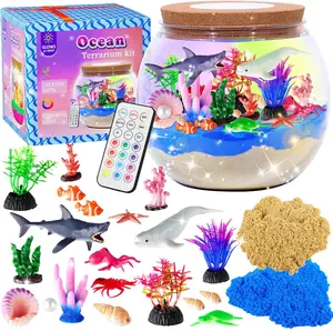Ocean Light Up Terrarium Kit for Kids - Sea Animal Toys with LED Night Light Ocean Animal Birthday Gift for Boys & Girls Ages 4 5 6 7 8-12, Kids Arts & Crafts Kit Easter Ideal Gifts