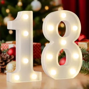 Warm White LED 18 Marquee Number Sign - 18-Light Decorative Letterboard for Girls' 18th Birthday, Home Decoration, Festive Party Supplies, Room Decorations