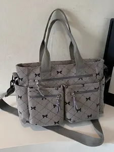 Butterfly Knot Pattern Simple Large Capacity Multi-Pocket Classic Shoulder Bag Crossbody Bag, Stylish and Functional Everyday Accessory