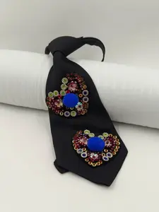 Unique Cool Style Heart Rhinestone Fur Bow Tie, No Zipper Design, Party Performance Dress Accessory, Personalized Fashion Jewelry