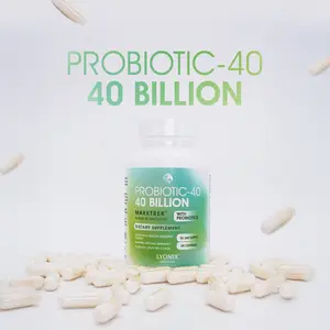 LYONIX Probiotic-40 Billion with Prebiotics - 40 Billion CFU per Serving for Gut Health & Immunity Support - Easy-to-Swallow Capsules