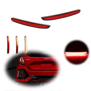 2pcs For 2017 2018 2019 2020 2021 2022 Honda Civic TYPE R Hatchback Red LED Signal Tail Lamps Lights Brake Lamp, Replace OEM # 33555TDJJ01 33505TDJJ01 33555-TDJ-J01 33505-TDJ-J01
