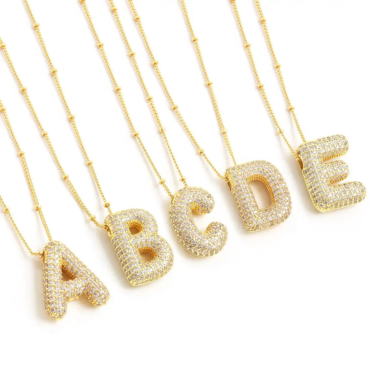 Women's 14K Gold-Plated Letter Collarbone Necklace – Sparkling Bubble-Style Letter Pendant – Adjustable Chain – Stylish & Cute Gold-Plated Jewelry – Ideal Gift for Birthdays and Holidays