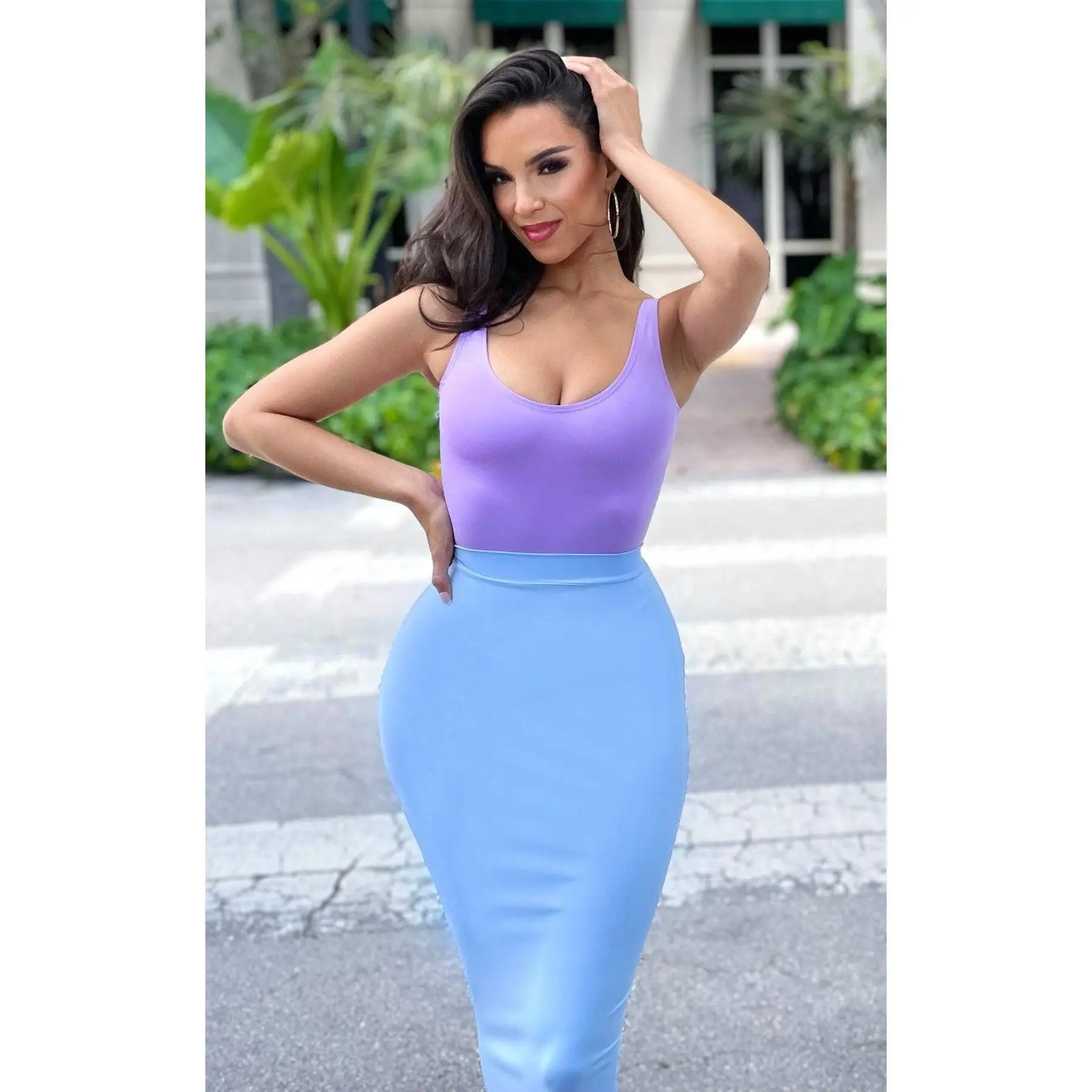 Basic Sleeveless Bodysuit Purple