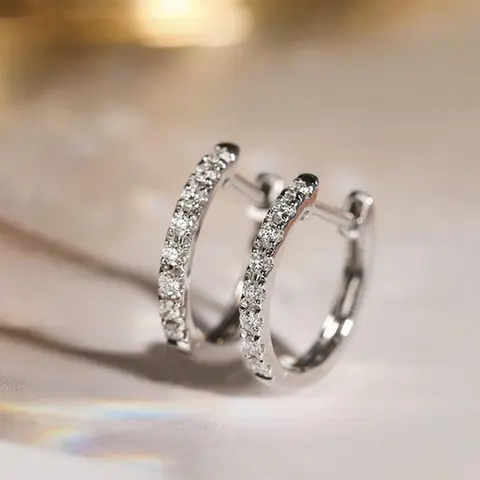 Women's Elegant Rhinestone Decorated Bling Hoop Earrings, Shining Earrings, Fashion Jewelry for Party, Daily Clothing Decor, Trendy All-match & Exquisite Jewelry for Birthday Gift, Versatile Earrings, Stylish Jewelry