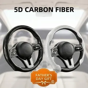 5D Laser Carbon Fiber Steering Wheel Cover, 14.9 Inch Universal Fit for O and D Shape, Ultra-Thin Anti-Slip PU Leather,#Fathers Day gift#car stuff#unique#gifts for him#mens  special gift