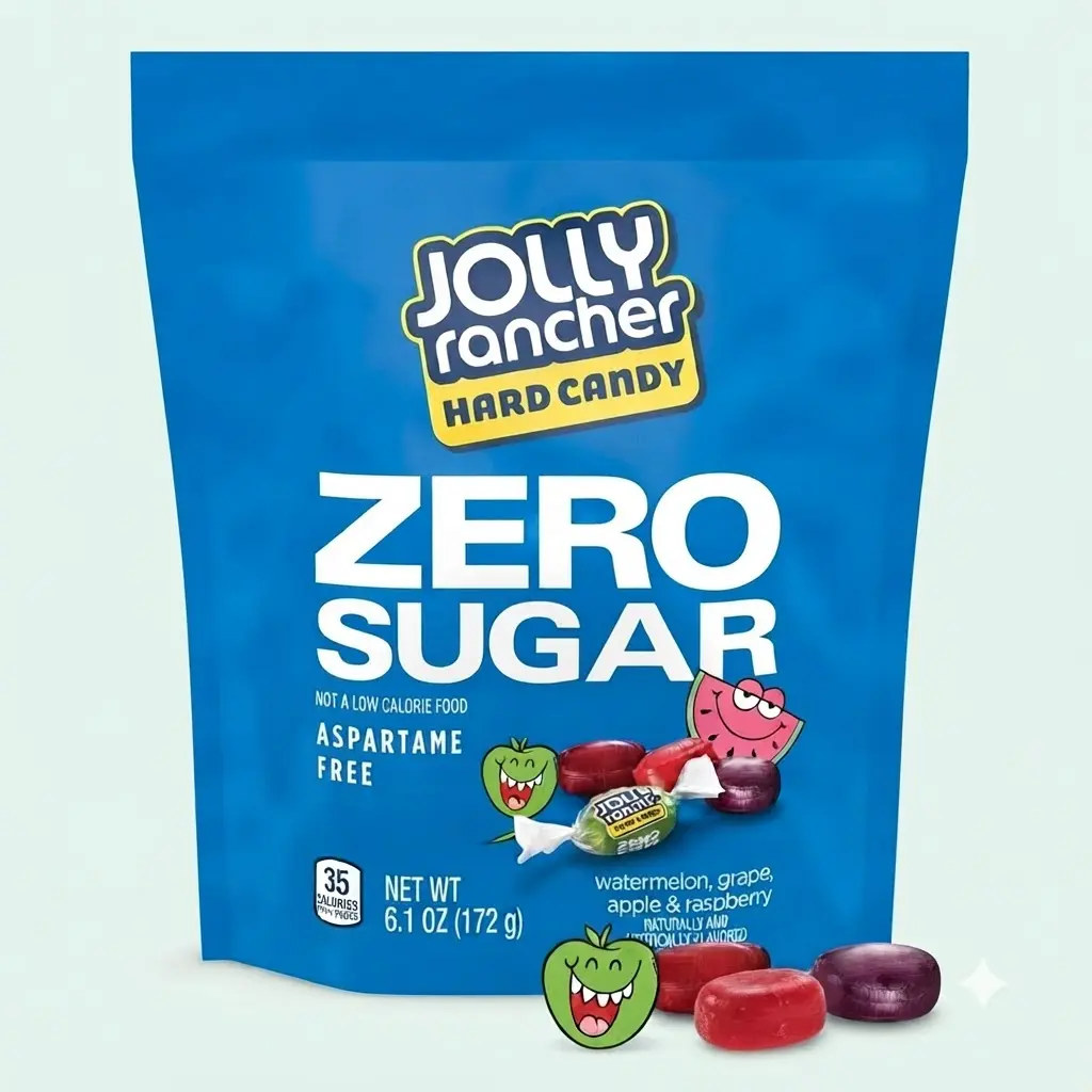JOLLY RANCHER Zero Sugar Assorted Fruit Hard Candy 6.1 oz Individually Wrapped Sugar Free Low Calorie Hard Candy Bag