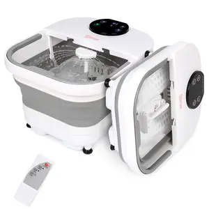 Collapsible Foot Spa Machine Massager with Heat ,Shower, Feet Spa Bath for Stress Relief, with Remote Control, Grey