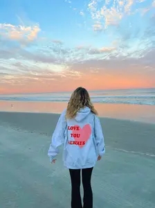 Gildan Women's Love You Always Meme Hoodie - Comfy Fitted Athletic Cotton-Polyester-Spandex Blend Sweatshirt with Satin Sleeves, Pocket, Gift Option
