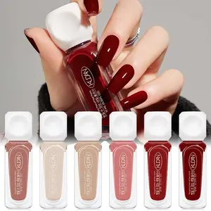 6pcs Glass Bottle Water-Based Peel Off Nail Polish Set, Red Nude Brown Autumn Winter Nail Design, Peelable Quick Dry Smooth Application High Quality Salon Grade Perfect for Manicure and Nail Art