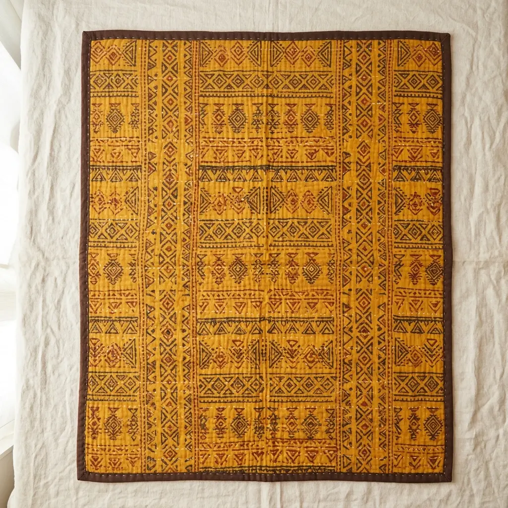 The Turmeric Tribal Kantha Quilt