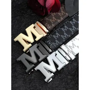 Men's Letter Design Automatic Buckle Belt Trendy All-match Exquisite for Party Daily Clothing Decor Birthday Gift