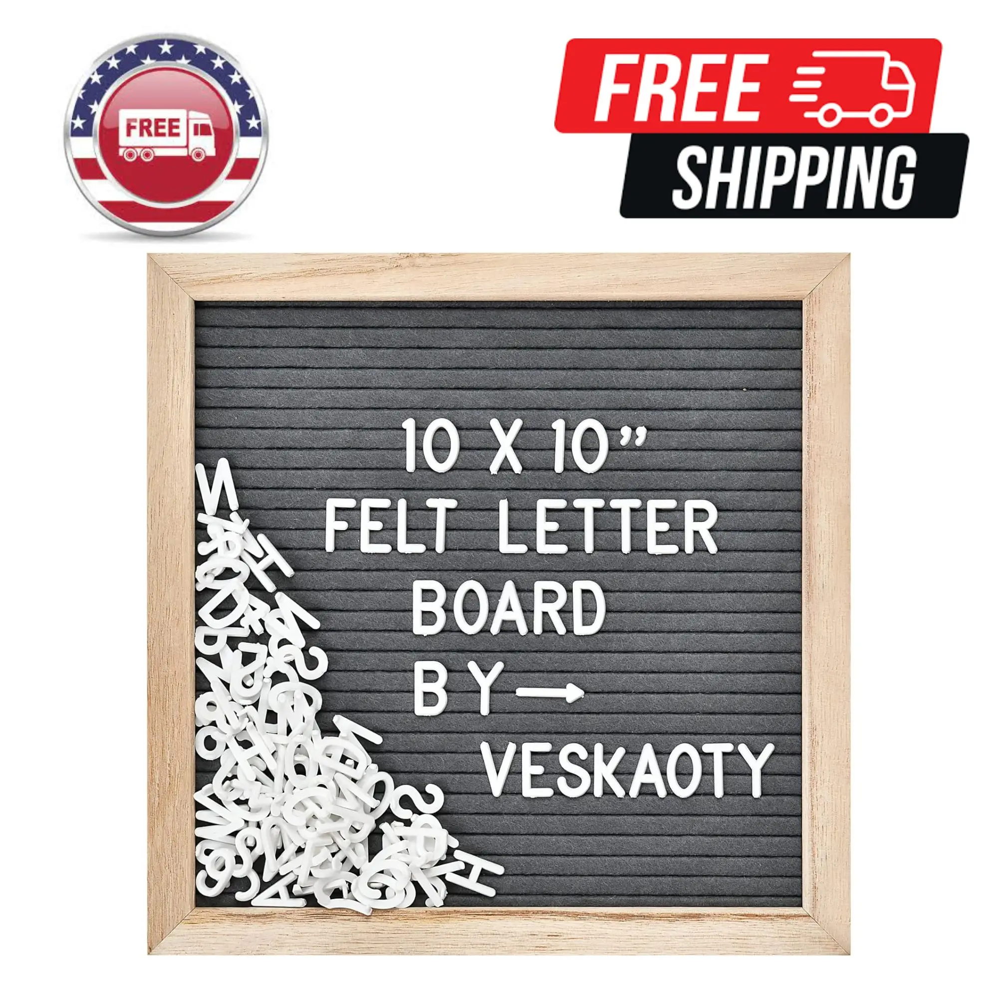 Felt Letter Board with 294 Letters Gray & Wood
