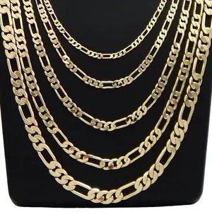 MaxBling81 14K Stamped Premium Quality High-End Gold Brass Figaro Chain Necklace Jewelry Accessory Unisex Men Women Gift Box