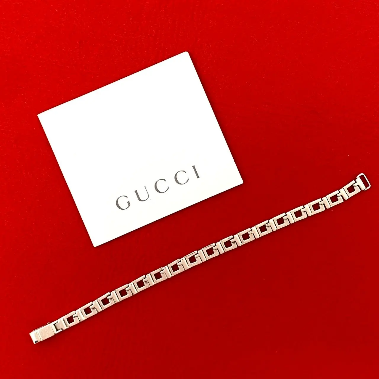 Pre-owned GUCCI Sterling Silver 925 (Ag925) Small Leather Goods G Shape Silver 925 Bracelet
