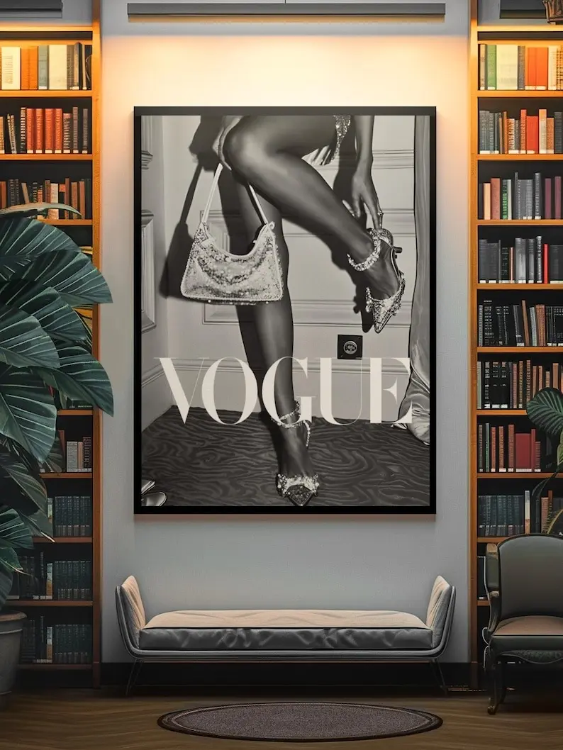 [Sale Up To 50%][No frame, Free Ship] Vintage VOGUE Heels Fashion Poster  Minimalistic Girly Aesthetics Poster  Modern Editorial Room Decor  Bedroom Art, Sports Wall Art