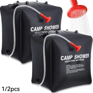 10 Gallon Solar Camping Shower, Portable Shower Bag with Hose, Outdoor Shower Bag for Camping & Hiking & Travel, Camping Showerhead