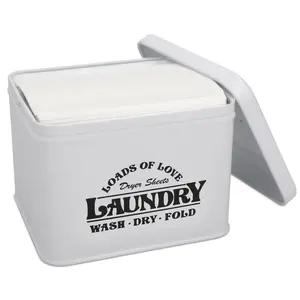 Simplistic Charms Dryer Sheet Holder Farmhouse Laundry Metal Container