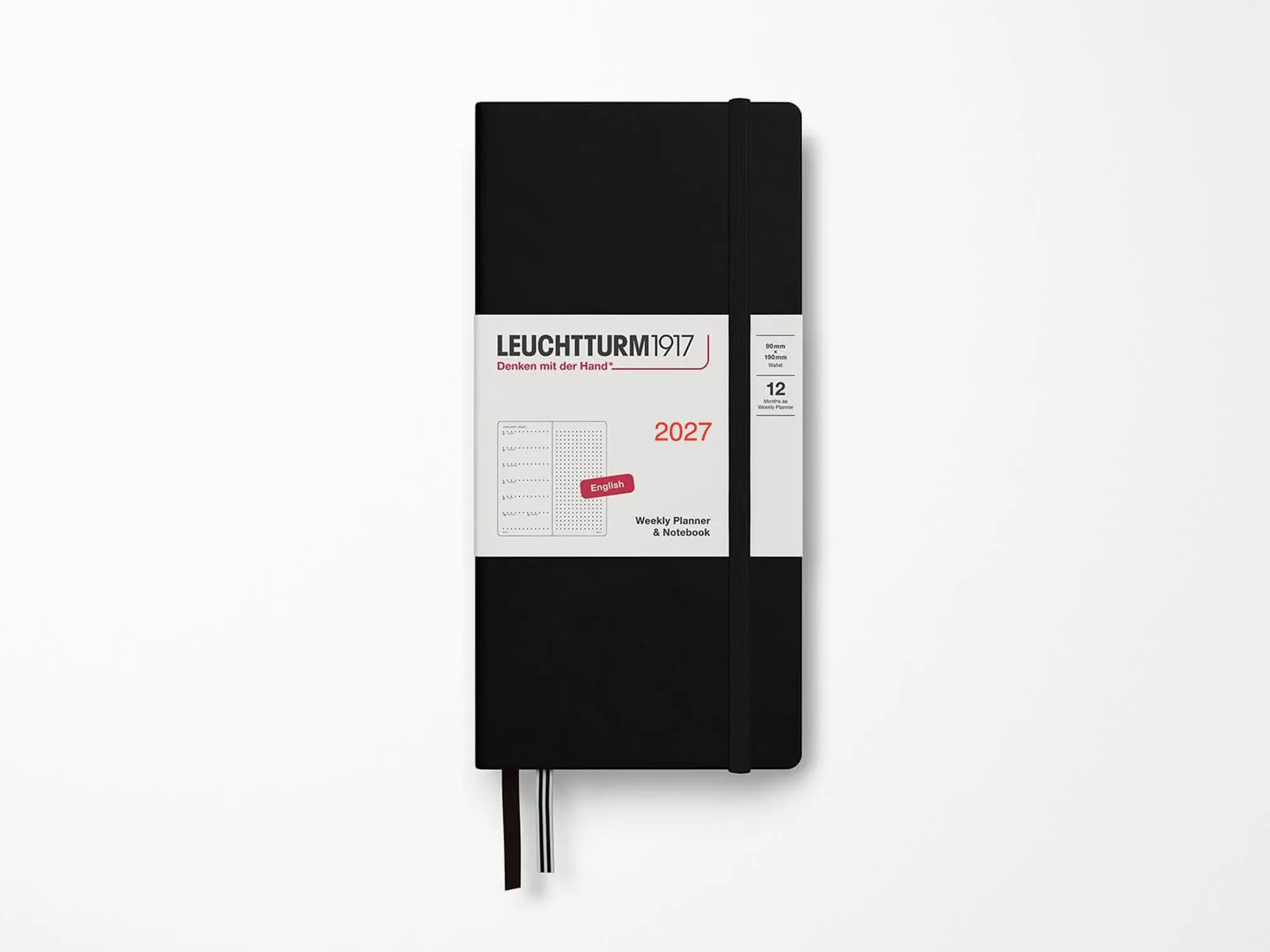 2027 Leuchtturm 1917 Weekly Planner Dotted Wallet - BLACK