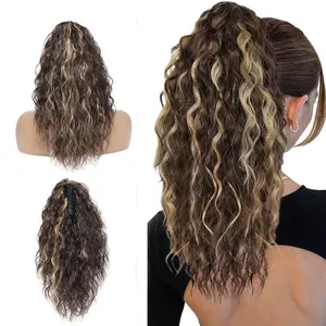 Ponytail Extension Claw 20" Curly Pony Tail Clip in Claw Hair Extensions Fluffy Natural Looking Synthetic Hairpiece for Women short curly ponytail extension