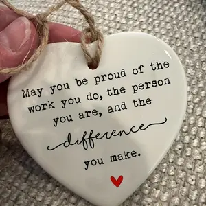 3pcs Inspirational Quotes Art, May You Be Proud of the Work You Do, Thank You Gift for Retirement and Colleagues, Motivational Decor for Team, Heart Footprint Decorative