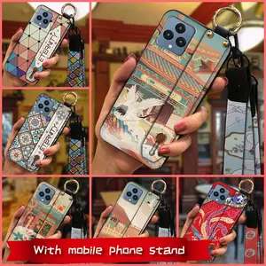 Lanyard Chinese style Phone Case For TCL T-Mobile Revvl6/T Phone Wristband Shockproof Dirt-resistant ring Back Cover Anti-dust Fashion Design Durable Waterproof Phone Holder