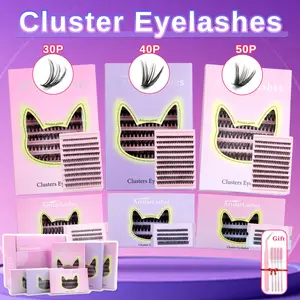 ARTSTARLashes Beauty Clusters Lash 30P 40P 50P False Eyelashes D Curl Waterproof Volume Thick 8-16MM/8-14MM Lash Clusters Kit with Lash Bond Seal & Gift