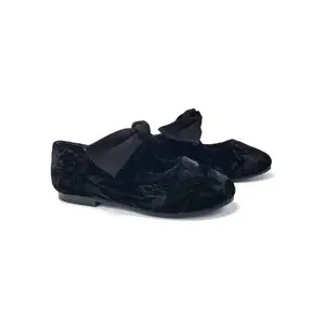 Ruth Secret Black Crushed Velvet Bow Mary Jane