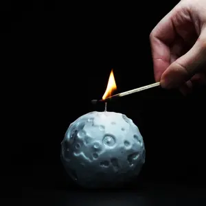 The Moon Candle with Hidden Meteorite Tektite Inside