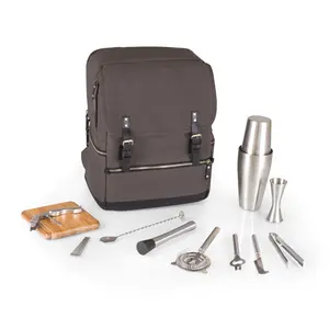 Bar-Backpack Portable Cocktail Set, (Gray)