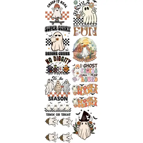 Retro Halloween DTF Transfer Gang Sheet 22" wide x 60" long. Direct To Film