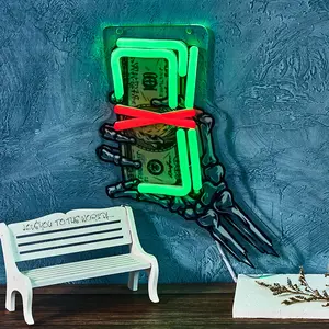 Cute Neon Light with Print, Neon Sign, Neon Lamps, Indoor Bedroom Wall Decor, Cyberpunk Style Game Room Lamp, Skeleton Lamp, USB Powered with On-Off Switch, 9.8x7.5 Inch