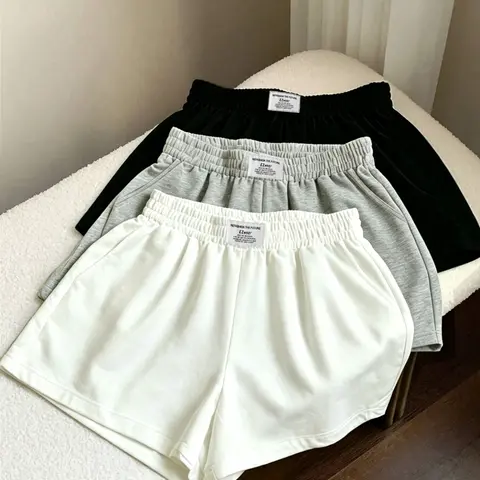 3-Pack Women's Casual Basic Minimalist Loose-Fit Elastic Waist Shorts, Bottoms, Sporty Style, Summer Wear, Versatile Ladies Solid Color Shorts, Womenswear