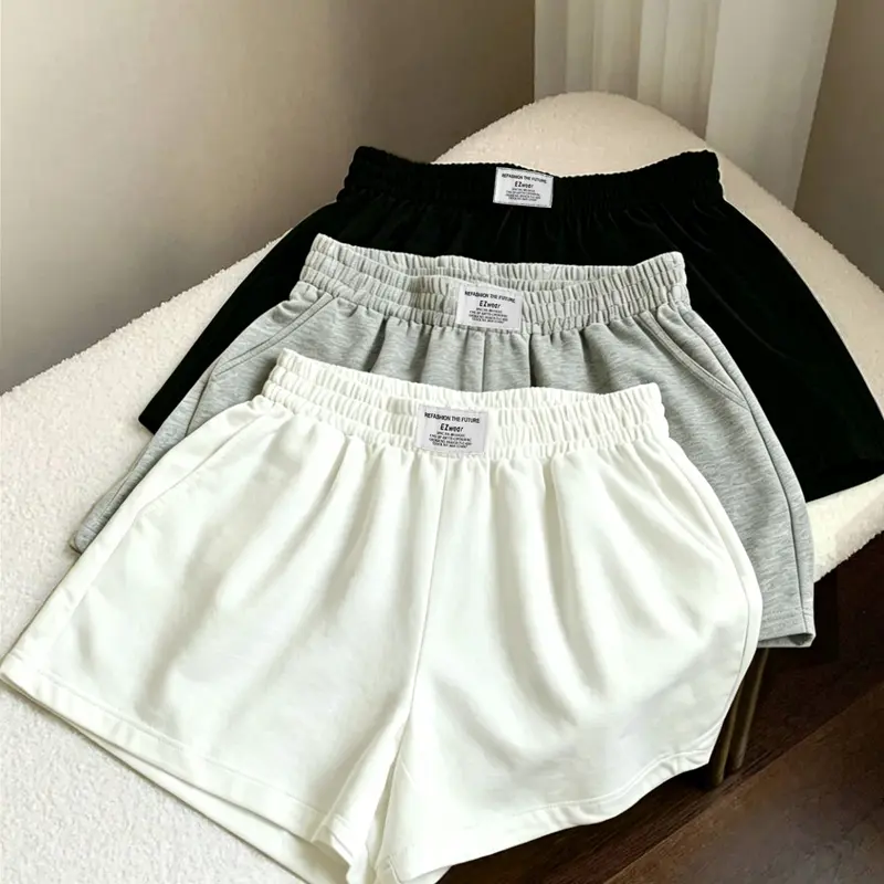 3-Pack Women's Casual Basic Minimalist Loose-Fit Elastic Waist Shorts, Bottoms, Sporty Style, Summer Wear, Versatile Ladies Solid Color Shorts, Womenswear