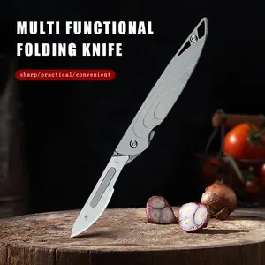 Tactical EDC Folding fruit Knife With 10pcs extra Replaceable - High Hardness Stainless Steel - Outdoor Survival Tool Set - Christmas Gift for Outdoor Enthusiasts quick change  replacement blade edc tool scalpel knife survival knife stainless steel knife