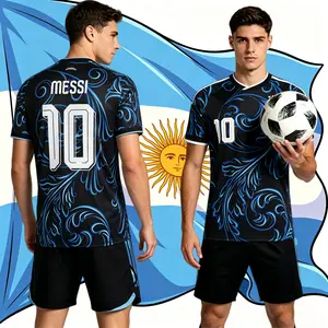 2026 Argentina Home And Away 10# Messi Short And Long Sleeve Soccer Jersey Fans Version Breathable