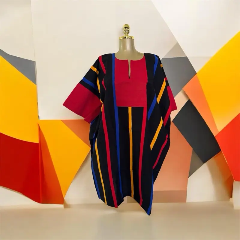Women's Casual Basic Bubu Dress - 100% Cotton, Aso Oke Detail, 1 Size, Lady's Women's Clothes Update 2.0