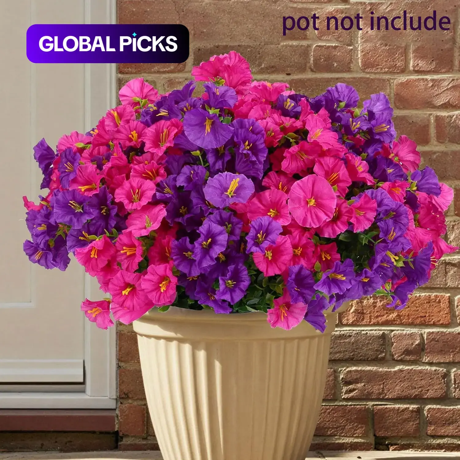 Artificial Flowers (16 pcs/set), Faux Decorative Flower Plants for Home Garden, Porch, Window Box and Yard, Artificial Flower Decorations, Spring/Summer Seasonal Décor #GLOBAL PICKS