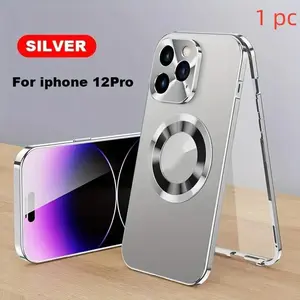 Magnetic Privacy Protective Case for iPhone 16/15/14/13/12 Pro Max Plus Series, Anti-Spy Screen, Full Metal Bumper, 2-In-1 Magnetic Phone Cover Protector